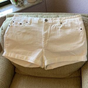 Dickies Juniors Sz 17 White Denim Shorts Stretch